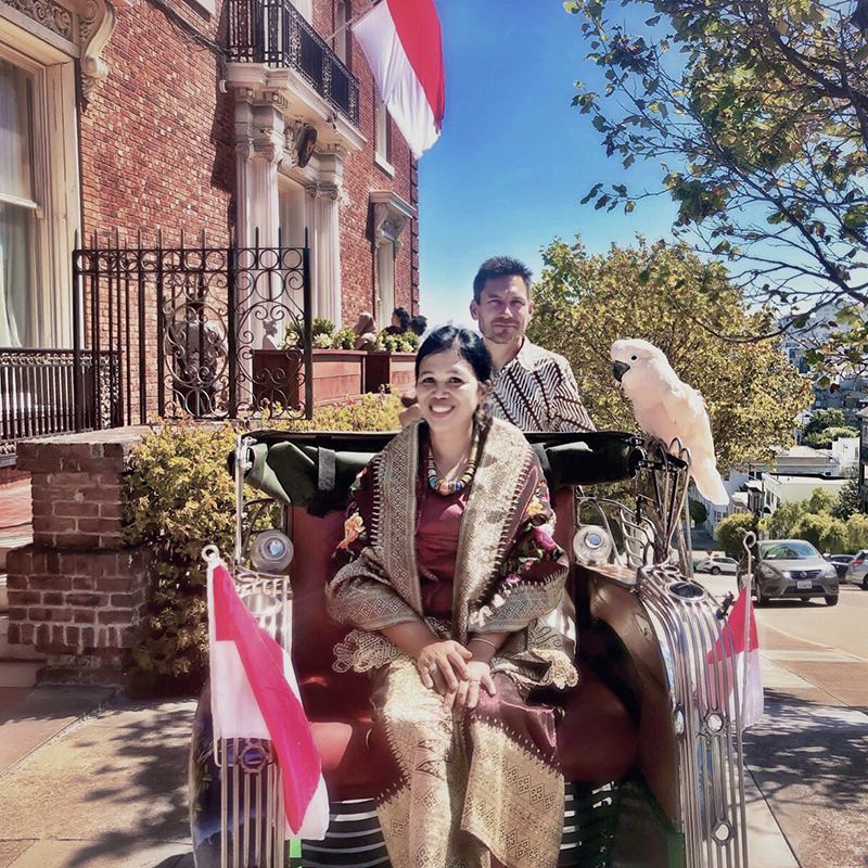 Becak in front of Indonesian Console Generals Residence in San Francisco